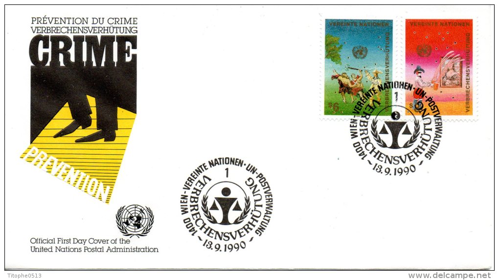 ONU VIENNE. N°110-1 Sur Enveloppe 1er Jour (FDC) De 1990. Prévention Du Crime. - FDC