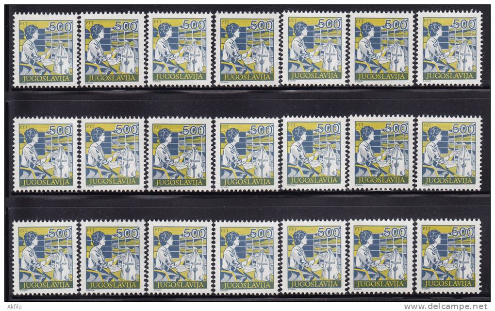 1320. Yugoslavia, 1988, Definitive - Postal Service, MNH X 21 - Collections, Lots & Series