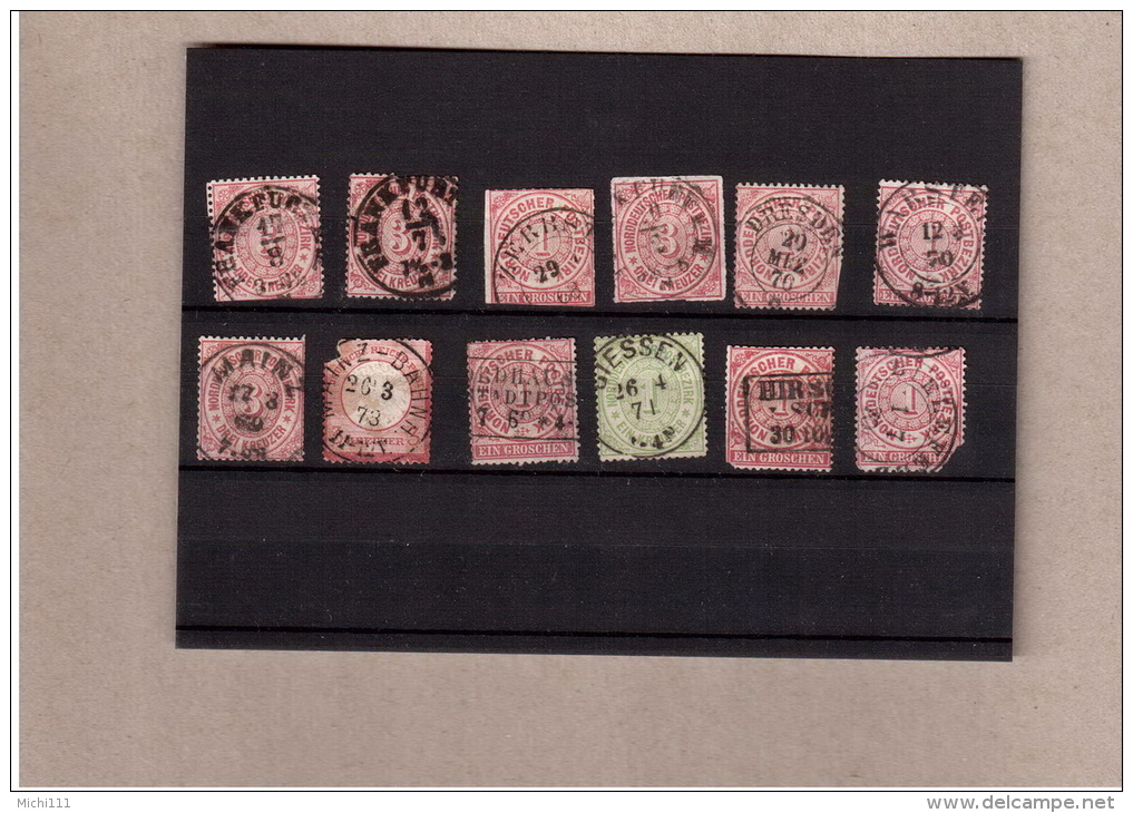 Norddeutscher Postbezirk/DR 12 Briefmarken Mit Guten Lesbaren Stempeln, Marken Beschädigt - Collections