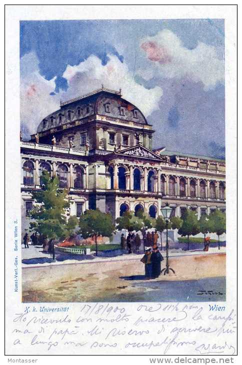 VIENNA-WIEN. K. K. Universitat. Posted For TRIESTE 1900. ILLUSTRATA. - Ringstrasse