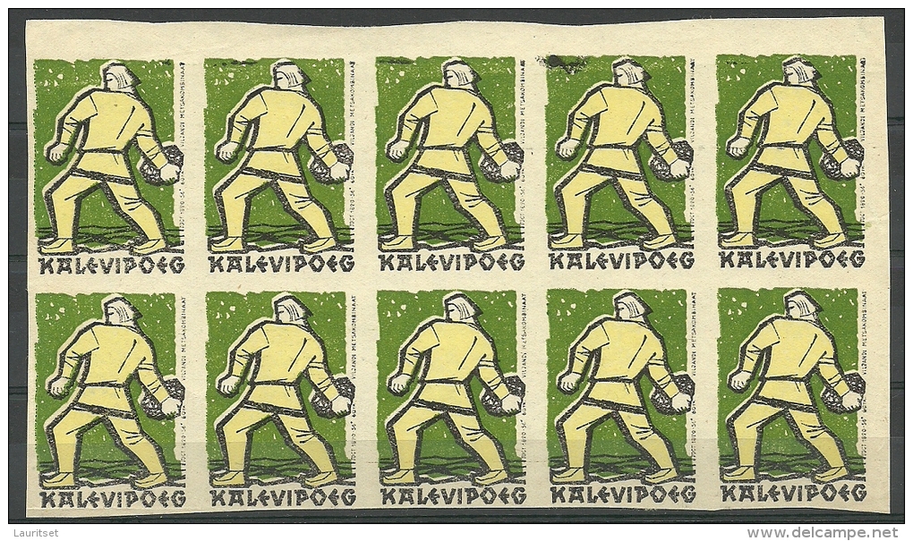 ESTLAND Estonia 1956 Matchbox Labels Sheet Of 10 Uncut & Unused Labels Viljandi Metsakombinaat - Zündholzschachteletiketten