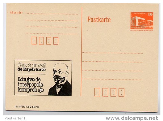 DDR P86I-3-87 C5 PRIVATER ZUDRUCK 100 J. ESPERANTO ZAMENHOF Leipzig 1987 - Private Postcards - Mint