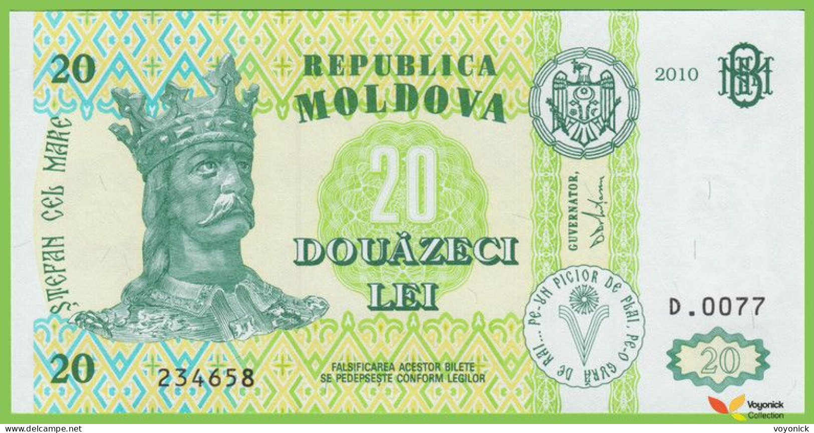 Voyo MOLDOVA 20 Lei 2010  P13i B111i  D.0077  UNC Cetatea Soroca - Moldavië