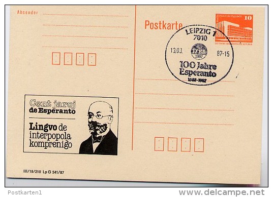 DDR P86I-3-87 C5 PRIVATER ZUDRUCK 100 J. ESPERANTO ZAMENHOF Sost. 1987 - Cartes Postales Privées - Oblitérées