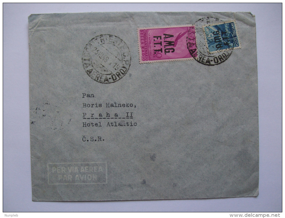 ITALY TRIESTE AMG FTT 1948 AIR MAIL COVER TO PRAGUE PRAHA - Posta Aerea