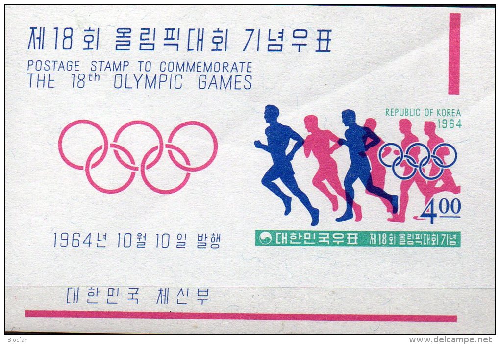 Sommer Olympiade Tokio 1964 Marathon Korea Block 195 ** 6€ Lauf Foglietto Bf Sport M/s Bloc Olympic Sheet Of South Coree - Korea, South