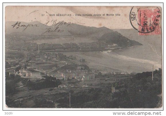 ESPAGNE CP San Sebastian  Vista Tomada Desde El Monte UliaObliteration  1906  B Bses PYRENEES - Peñón De Vélez De La Gomera