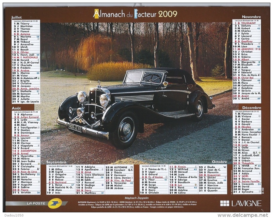 Almanach Du Facteur 2009 Bugatti Et Maybach - Grand Format : 2001-...