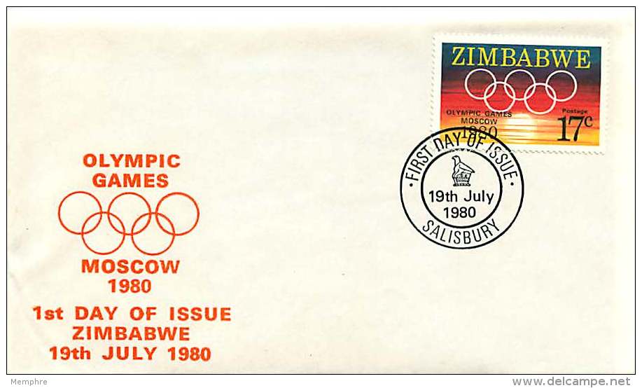 1980  Jeux Olympiques De Moscou FDC  Non Adressé - Zimbabwe (1980-...)