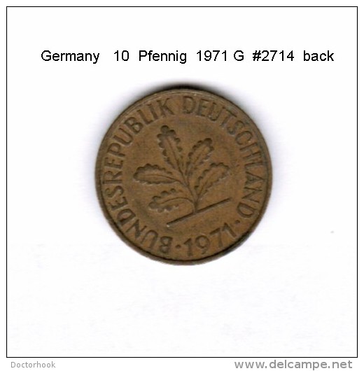 GERMANY   10  PFENNIG  1971 G  (KM # 108) - 10 Pfennig