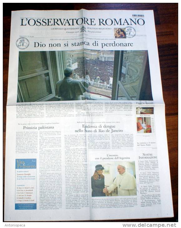 VATICANO 2013 - NEWSPAPER L'OSSERVATORE ROMANO DAY OF START PONTIFICATE - Prime Edizioni