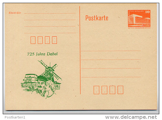 DDR P86I-14-87 C13 PRIVATER ZUDRUCK WINDMÜHLE DABEL 1987 - Cartes Postales Privées - Neuves
