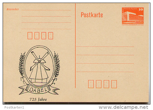 DDR P86I-13-87 C14 PRIVATER ZUDRUCK WINDMÜHLE DABEL 1987 - Cartes Postales Privées - Neuves