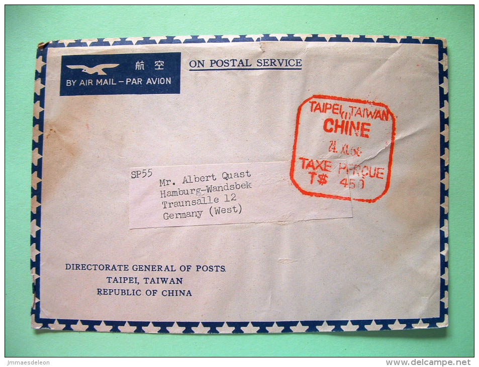 Taiwan 1968 Cover To Germany - Hand Franking - Brieven En Documenten