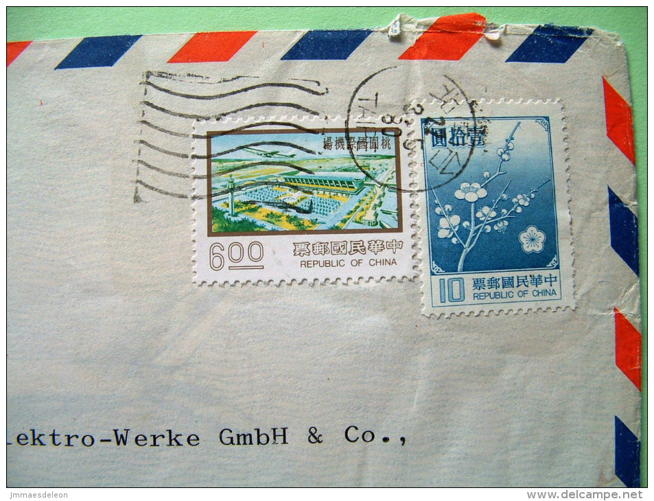 Taiwan 1980 Cover To Germany - Airport - Flowers - Lettres & Documents