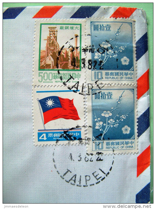 Taiwan 1982 Cover To Germany - Flag - Flowers - Steel Mill - Lettres & Documents