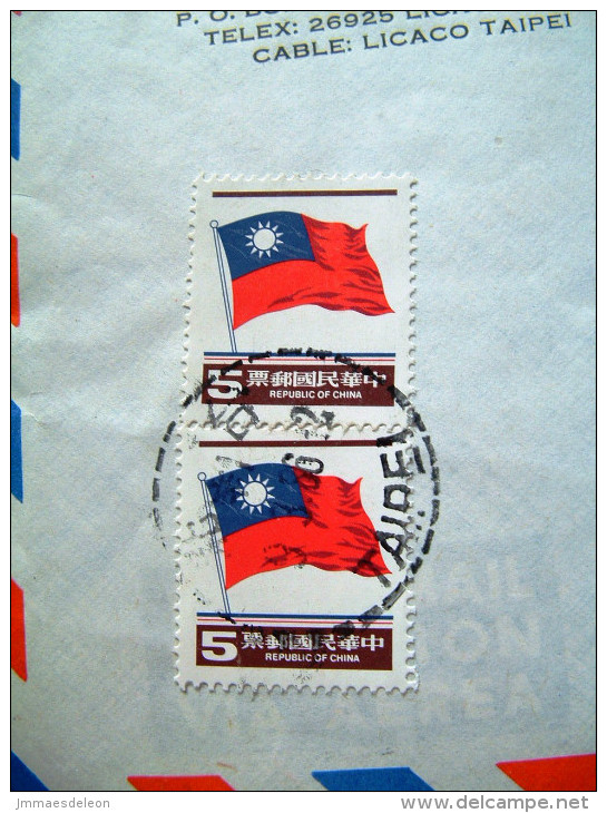 Taiwan 1986 Cover To England - Flags - Lettres & Documents