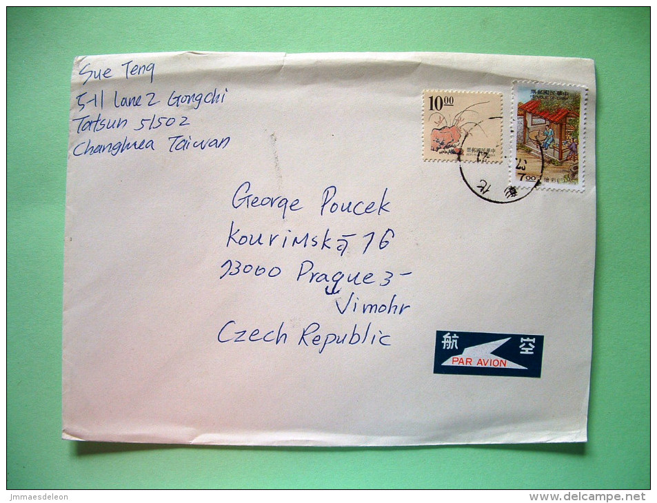 Taiwan 1997 Cover To Czech Rep. - Ancient Chinese Engraving - House - Lettres & Documents