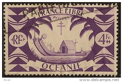 OCEANIC SETTLEMENTS 1942 4f Canoe SG 157 U YZ336 - Used Stamps