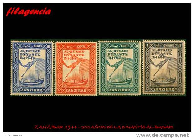 PIEZAS. ZANZIBAR IS. MINT. 1944 200 AÑOS DE LA DINASTÍA AL BUSAID - Zanzibar (...-1963)