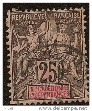 NEW CALEDONIA 1892 25c SG 37 U YZ416 - Gebraucht