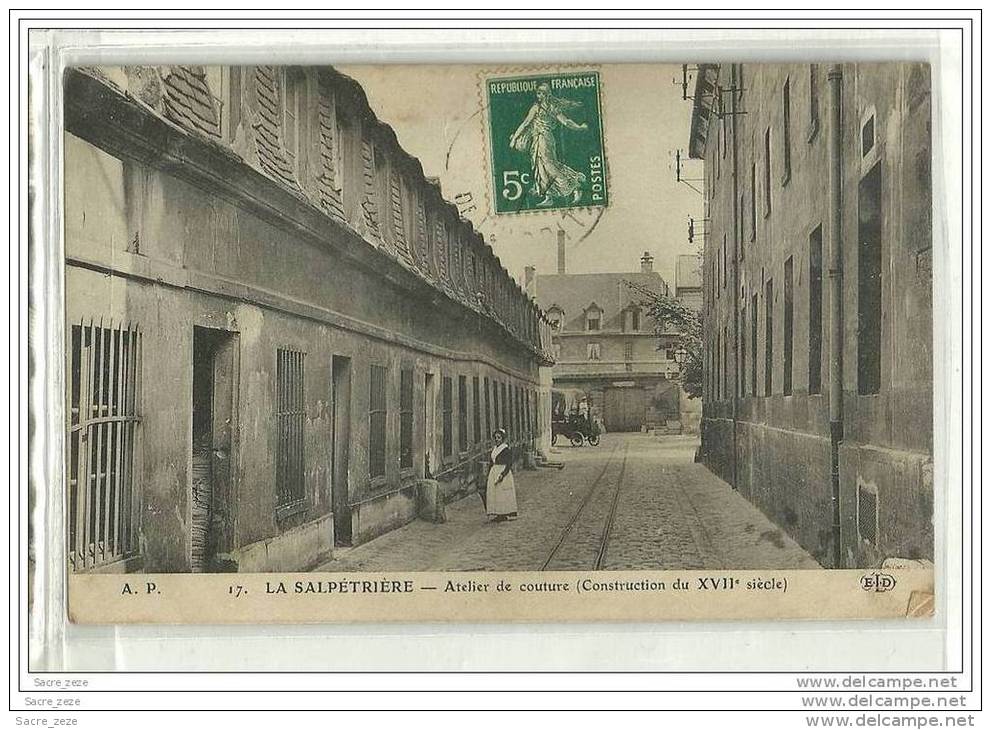 PARIS-LA SALPETRIERE-1911-atelier De Couture-circulée-animée - Santé, Hôpitaux