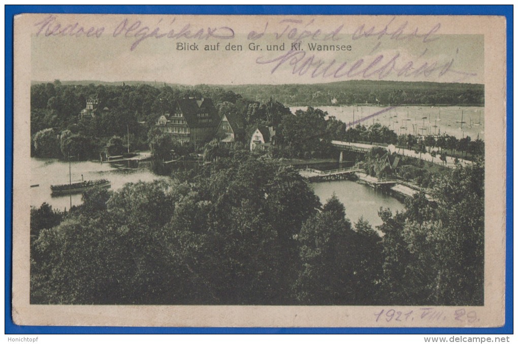 Deutschland; Berlin; Zehlendorf; Wannsee Panorama Auf Grosse Und Kleine Wannsee; 1921 - Zehlendorf