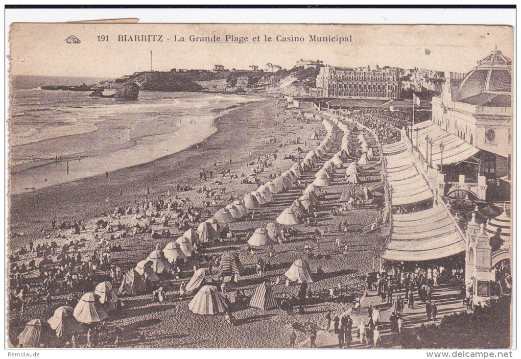 1929 - YVERT N°257a PUB "DENTIFRICES BENEDICTINS DE SOULAC" Sur CARTE De BIARRITZ Pour VICHY - MISE AU REBUT à MOULIN - Lettres & Documents