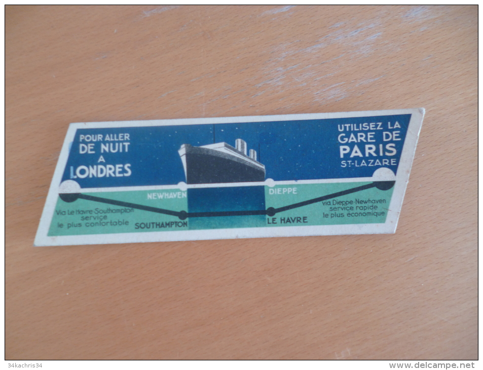 Marque Page Illustré Publicitaire Compagnie Maritime Paquebot.Paris/Londres.Southampton/Le Havre - Bookmarks