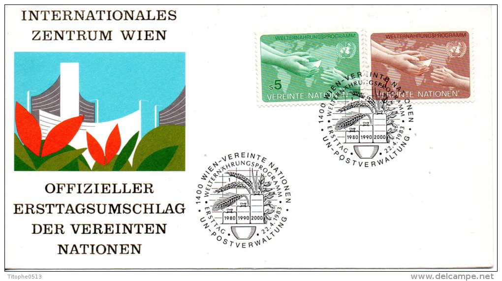 ONU VIENNE. N°32-3 Sur Enveloppe 1er Jour (FDC) De 1983. Programme Alimentaire Mondial. - ACF - Aktion Gegen Den Hunger