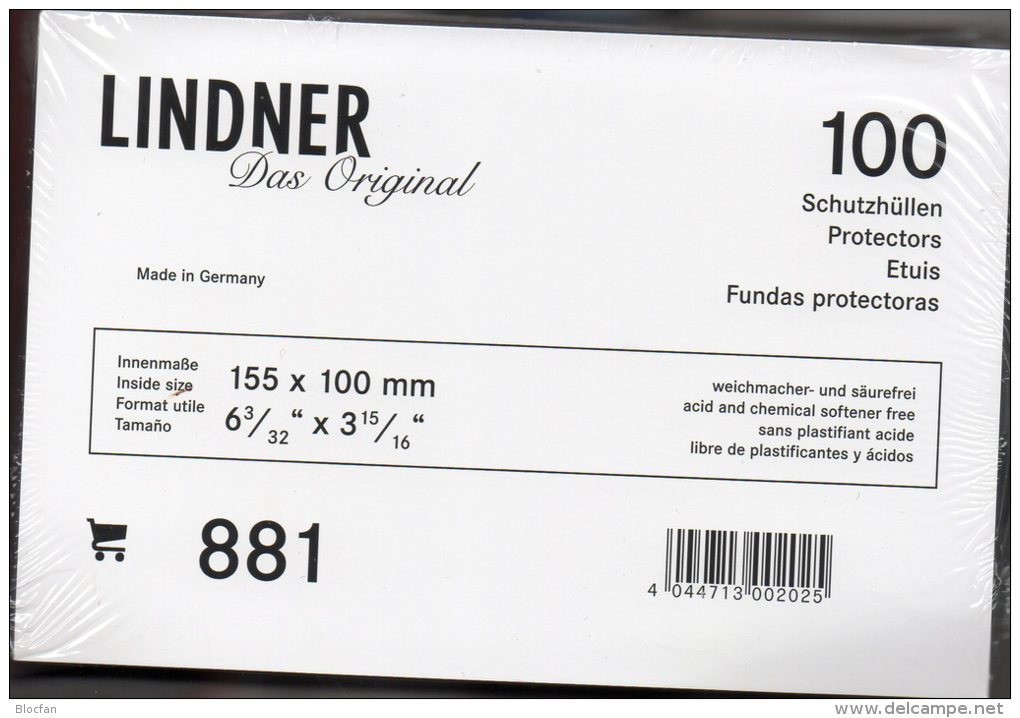 Ansichtskarten Hüllen 100-Box Neu 16€ Schutz/Einsortieren Alter Karten #881 LINDNER 155x100mm For Postcard Of World - Vírgenes