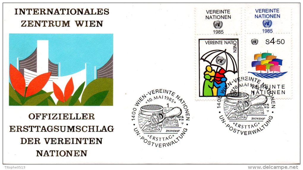 ONU VIENNE. N°49-50 Sur Enveloppe 1er Jour (FDC) De 1985. Série Courante. - FDC