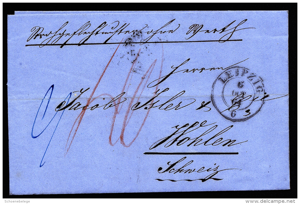 A2214) Sachsen Brief Muster Ohne Wert Von Leipzig 6.10.1864 In Die Schweiz !! - Sachsen