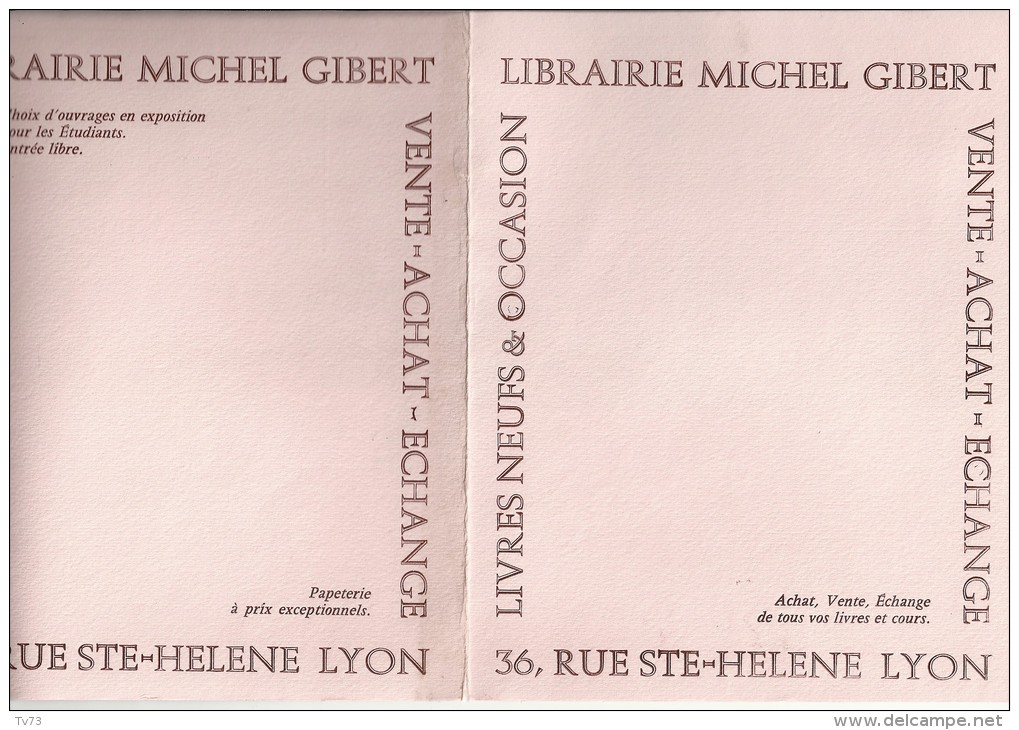 Bv041 - Buvard - Librairie Michel Gibert - LYON - Buvard Double - L