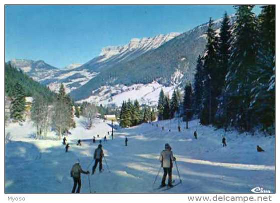 38 ST PIERRE D'eNTREMONT Le Planolet La Piste Du Cucheron Au Fond Le Mont Granier, Skieurs - Saint-Pierre-d'Entremont