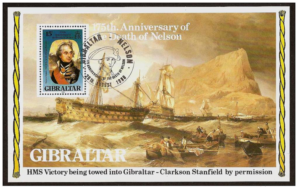 GIBRALTAR 1981 - 175th DAY Of DEATH Lord Horatio NELSON - Bloc 7 Mi 411 Used Firstday &#664; Cv€2,00 R226 - Gibraltar