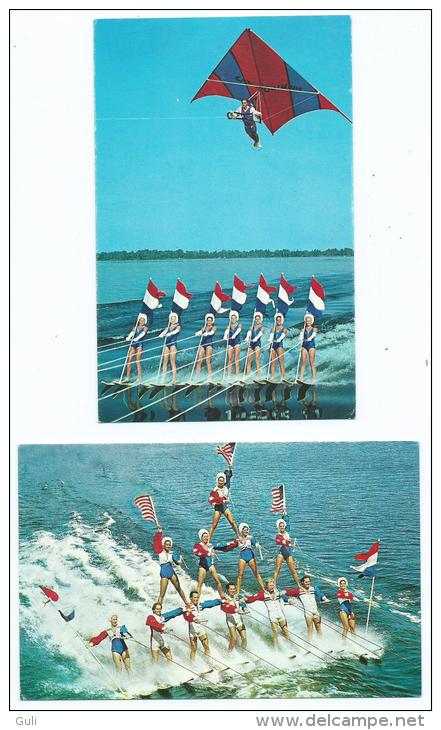 Etats-Unis- FL FLORIDA CYPRESS GARDENS Lot,ensemble De 2 Cartes (ski Nautique Water Ski Deltplane Delta)(Winter Haven) - Autres & Non Classés