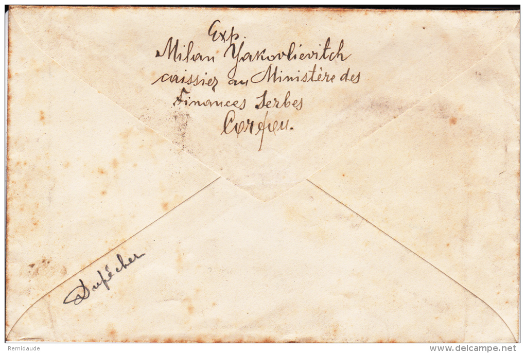 1917 - RARE ENVELOPPE RECOMMANDEE Avec CENSURE MILITAIRE SERBE De CORFOU Pour GAP - SEMEUSES - War Stamps