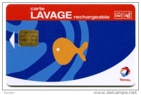 @+ Carte De Lavage TOTAL Rechargeable - POISSON. Verso 500 Stations. - Lavage Auto