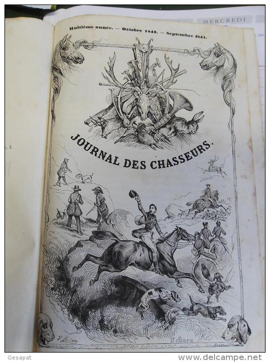 LE JOURNAL DES CHASSEURS  OCTOBRE 1843 SEPT. 1844  RELIE TOME 8 - 1801-1900