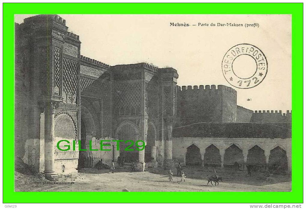 MEKNÈS, MAROC - PORTE DU DAR-MAKZEN (PROFIL) - ANIMÉE - P. GRÉBERT, PHOTO - - Meknès