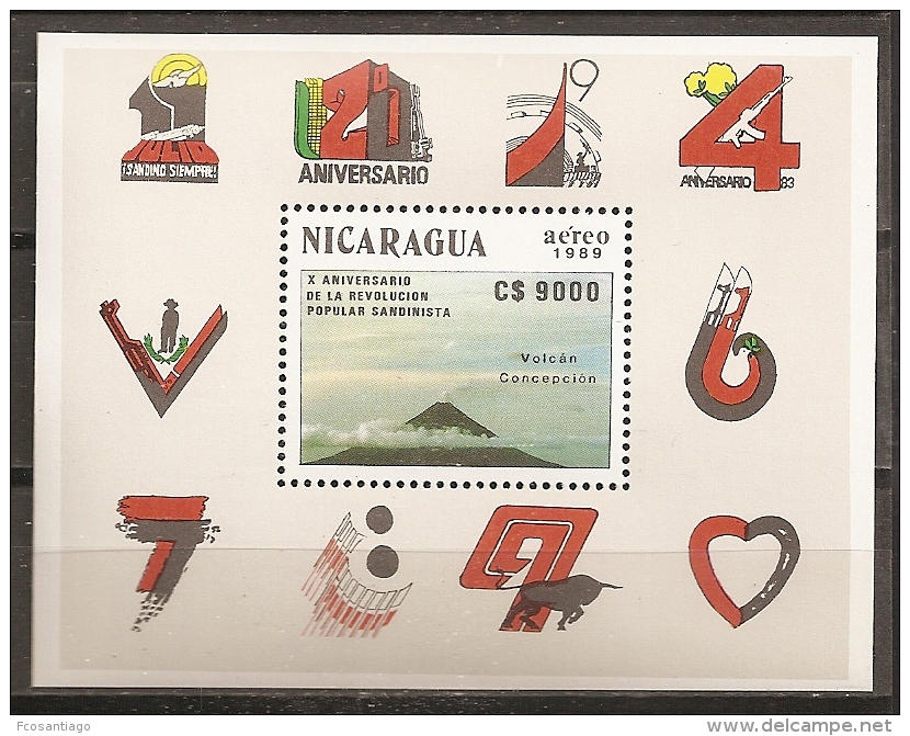 GEOLOGÍA/VOLCANES - NICARAGUA 1990 - Yvert #H195 - MNH ** - Volcanes