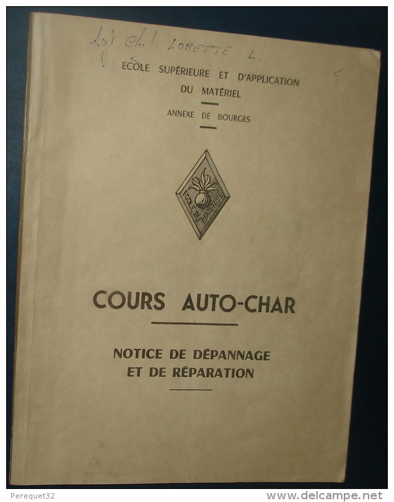 COURS AUTO-CHARS.Notice De Depannage Et De Reparation.100pages.Dim265x205 - Francia