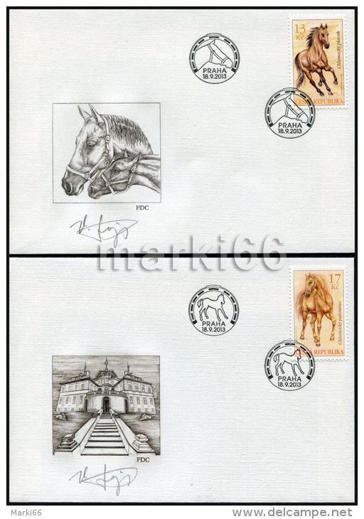 Czech Republic - 2013 - Czech Horses - FDC (first Day Cover) Set Signed By The Engraver Vaclav Fajt - FDC