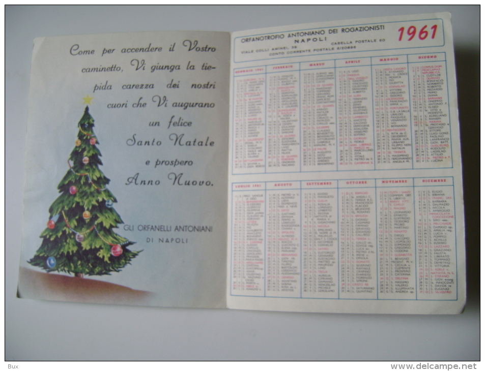 BUON NATALE   ORFANOTROFIO NAPOLI     ITALY  CONDIZIONI COME DA FOTO ITALY CALENDARIO CALENDRIER - Petit Format : 1961-70