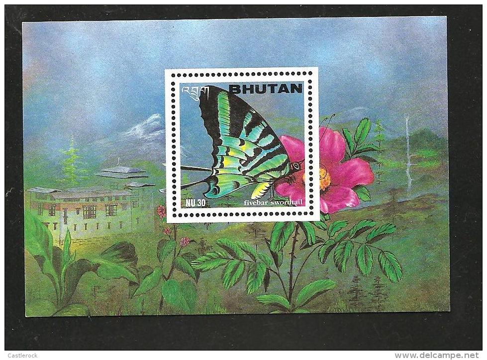 O) 1996 BHUTAN-ASIA, BUTTERFLIES, FLOWERS, SOUVENIR MNH.- - Bhutan