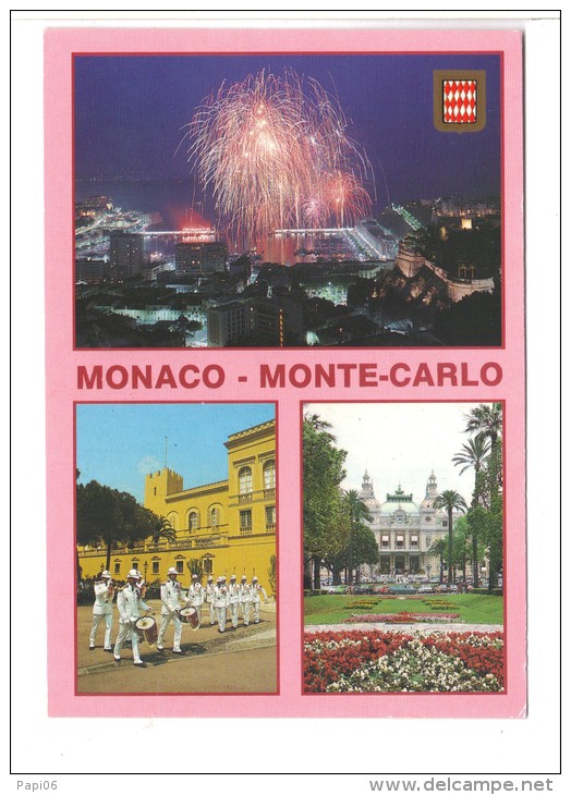 MONACO   MONTE-CARLO.Carabiniers Au Palais. Casino. Feu D'artifice Au Port . - Multi-vues, Vues Panoramiques