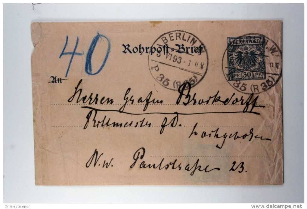 Germany: Rohrpost-Umschläge 1889 Reichspost - Briefe