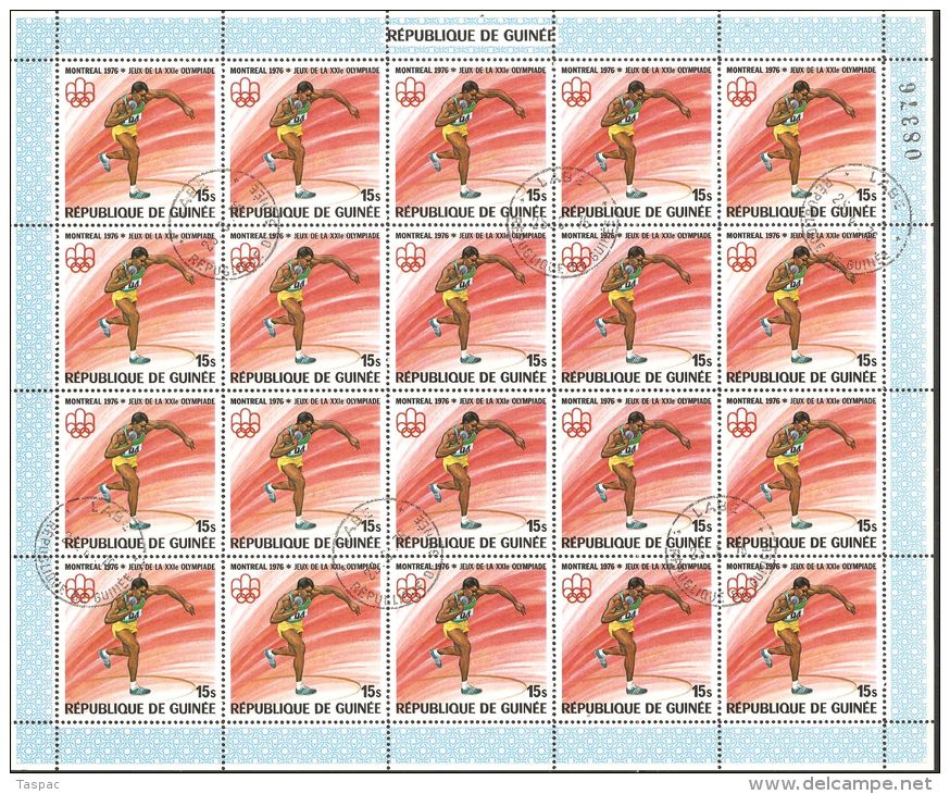 Guinea 1976 Mi# 740-751 A Used - Complete Set in Sheets of 20 - 21st Olympic Games, Montreal