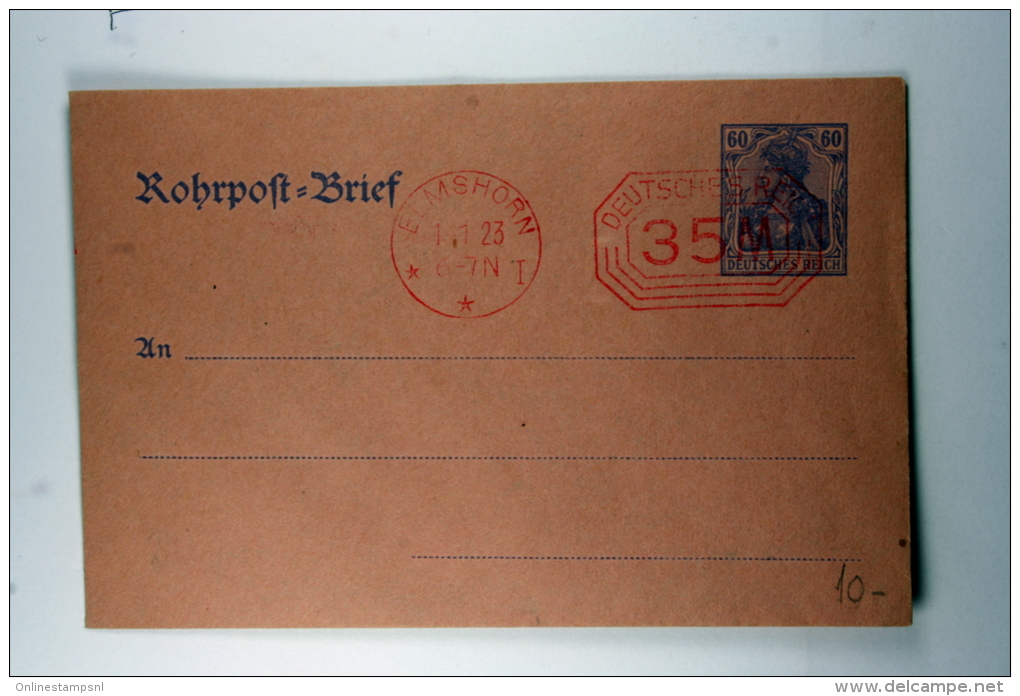 Germany: Rohrpost-Brief, 1920 RU 9, Mit Zudruck Wertstemplen 35 Mark - Briefe